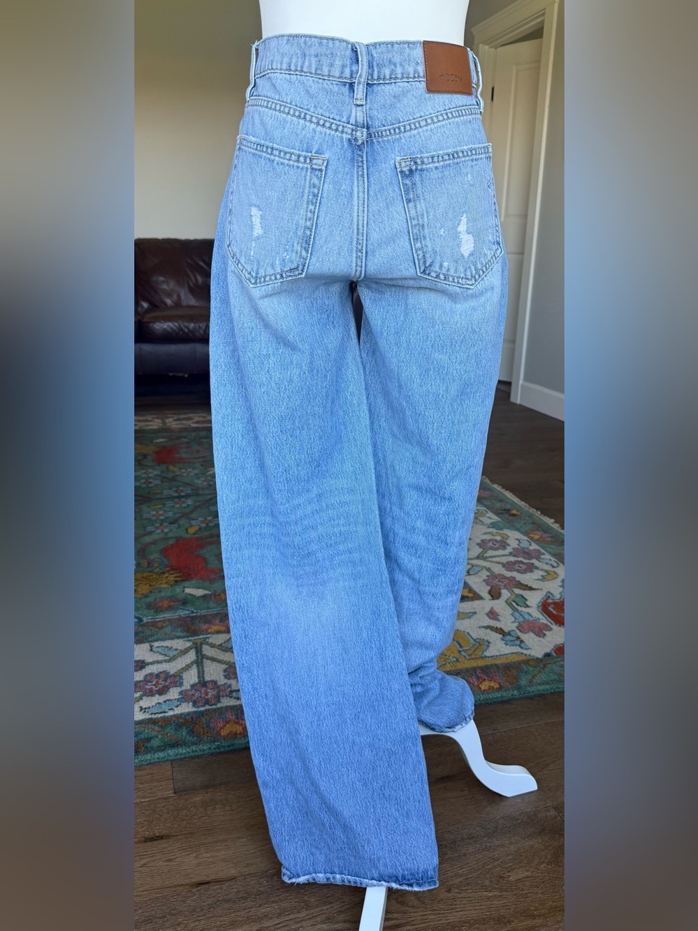 Hidden Light Blue Distressed High-Waist Wide-Leg Jeans 100% Cotton, Size 25 - Picture 2 of 9